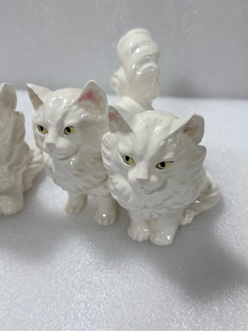 Two Vintage White Persian Cat Ceramic Figurines